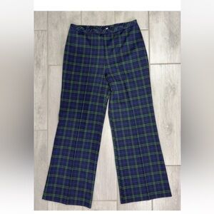 Vintage Holiday Blackwatch Plaid Pintuck Front Wide Leg Pants Women's L